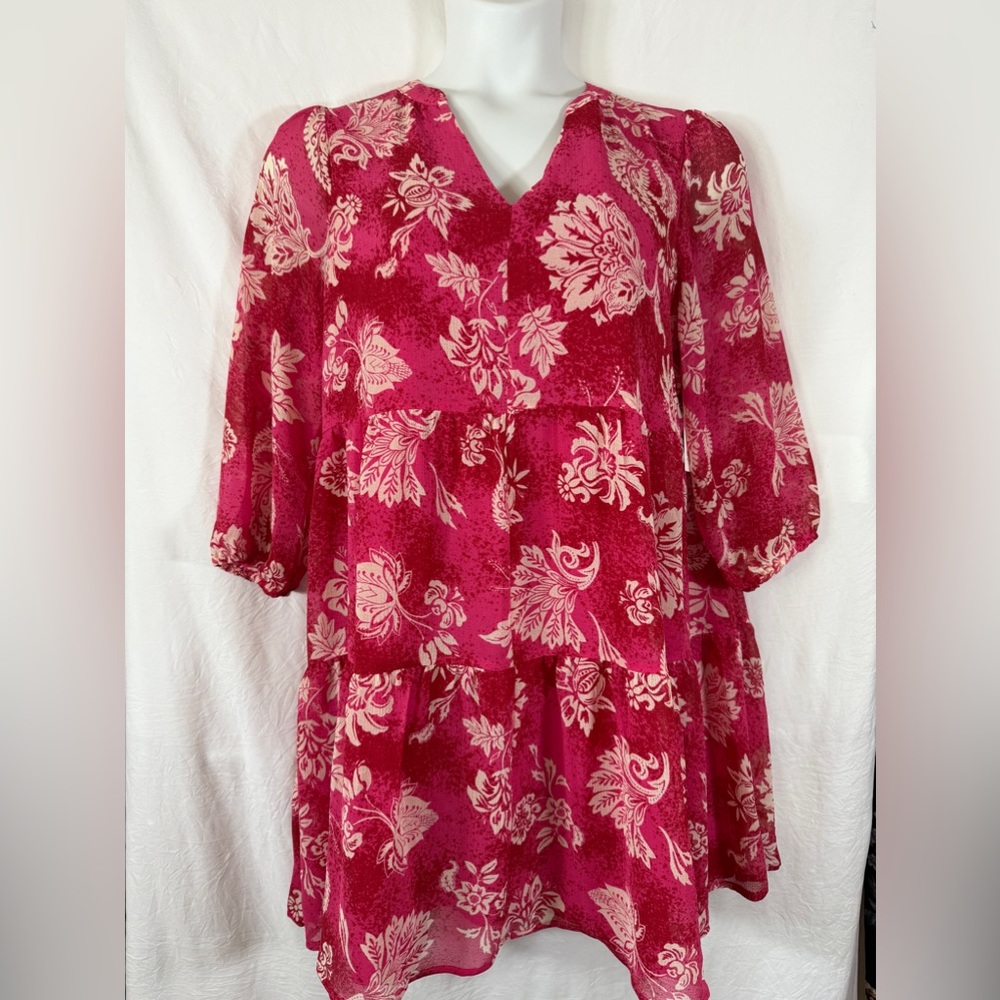 89th & Maddison Rose Res White Floral Tiered Mini Dress Size M NWT SKU0726 - Picture 2 of 11